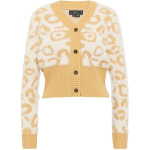 faina Gebreid vest  geel / wolwit