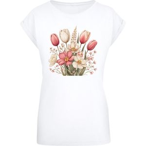F4NT4STIC Shirt 'Rosa weißer Frühlingsblumenstrauß'  beige / lichtgroen / rosa / wit