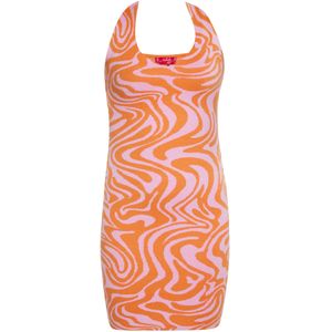 swirly Gebreide jurk  oranje / pink
