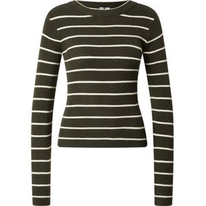 PIECES Trui  donkergroen / wit