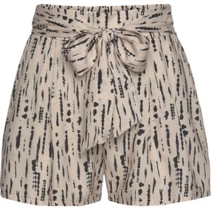 Korte Broek - Beige/Zwart Gedessineerd - Losse Pasvorm - Met All-Over Print