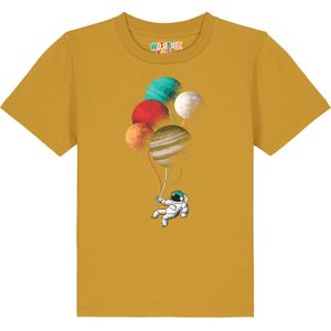 watabout.kids Shirt 'Balloon Spaceman'  turquoise / curry / zwart / wit