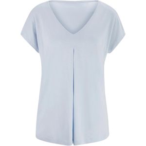Ijsblauw T-shirt - 100% Viscose - Korte Mouwen - V-hals