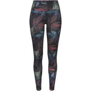 Leggings - Donkerblauw - Aansluitend - Met Logoprint en Bloemenprint