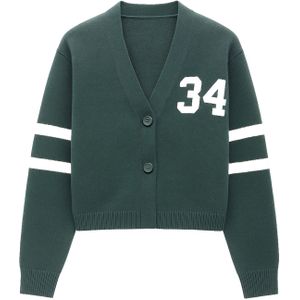 studioselect Gebreid vest 'Daniela'  donkergroen / zwart / wit