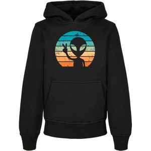 F4NT4STIC Sweatshirt 'Alien Peace Sign Sunset Design'  groen / petrol / oranje / zwart