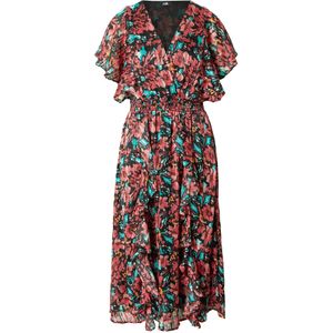 Wallis Jurk  turquoise / oudroze / pastelrood / zwart