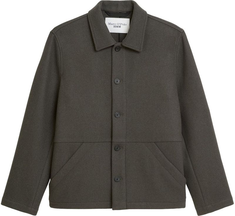 Marc O'Polo Denim - Wollen Jack - Regular Fit - Effen - Platte Kraag