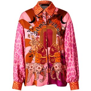miss goodlife Blouse 'Mystical Portal'  geel / oranje / pink / zwart
