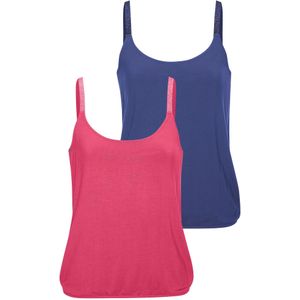 Vivance - Top - Koraal/Navy - Set van 2 - Met Elastische Glitters van Zachte Viscose-Stretch