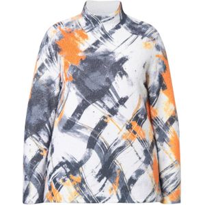 Ulla Popken Trui  lichtgrijs / donkergrijs / mandarijn / offwhite