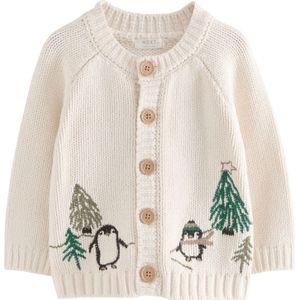 Next Gebreid vest  crème / brokaat / groen / zwart