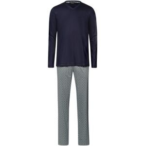 Hanro Pyjama lang ' Night & Day '  donkerblauw / grijs