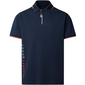Hackett London - Poloshirt - Navy - Kwartmouw - Normale Pasvorm