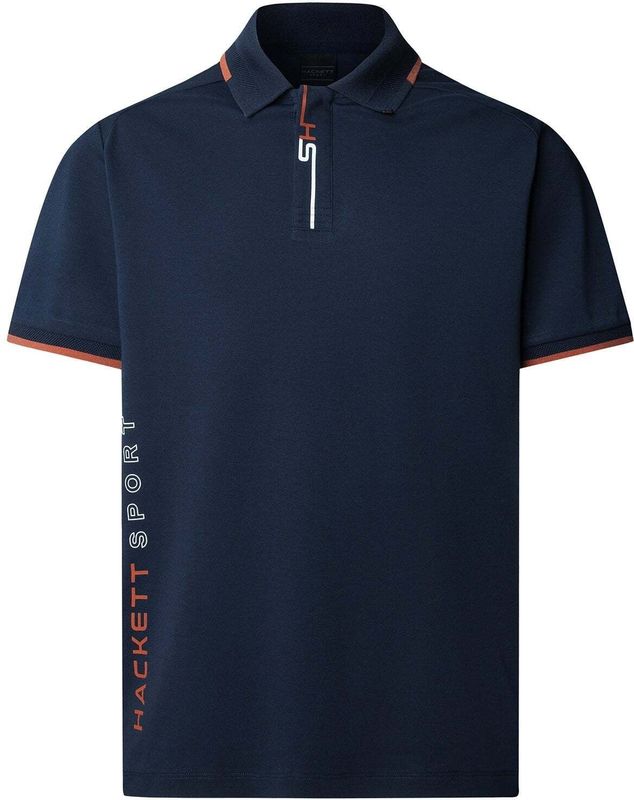 Hackett London - Poloshirt - Navy - Kwartmouw - Normale Pasvorm