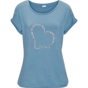 Lascana - Shirt - Lichtblauw - Korte Mouwen - Zachte Viscose-Stretch