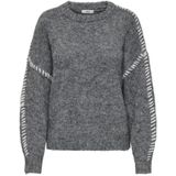JDY Trui 'JDYZOEY'  grijs gemêleerd / wit