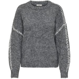 JDY Trui 'JDYZOEY'  grijs gemêleerd / wit