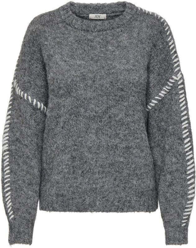JDY Trui 'JDYZOEY'  grijs gemêleerd / wit