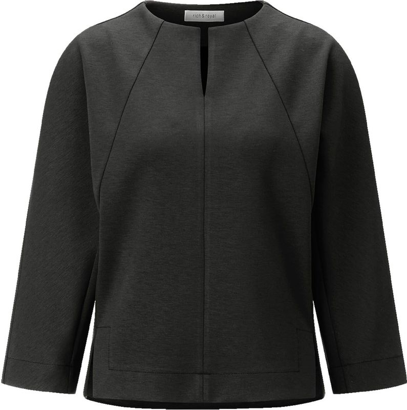 Rich & Royal - Sweatshirt - Zwart - Jersey - Driekwart Mouw