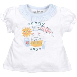 NINI Shirt 'Beach'  hemelsblauw / donkeroranje / rood / wit