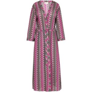 IZIA Jurk  geel / donkergroen / pink / wit