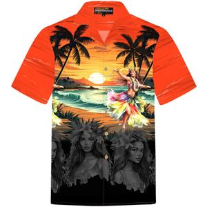 Hawaiihemdshop.de Overhemd 'Hawaiian Girl'  oranjerood
