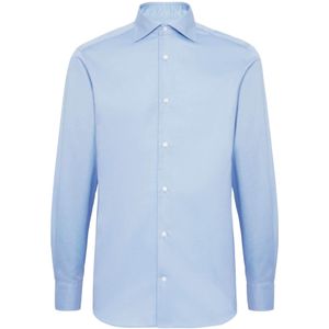 Boggi Milano - Slim Fit - Overhemd - Lichtblauw - Katoen Twill - Kreukvrij
