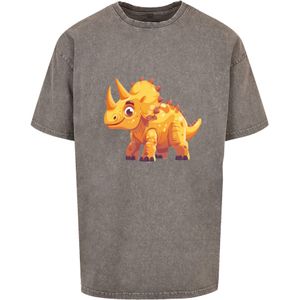 F4NT4STIC Shirt 'Süßer Triceratops Dinosaurier'  grijs / lichtoranje
