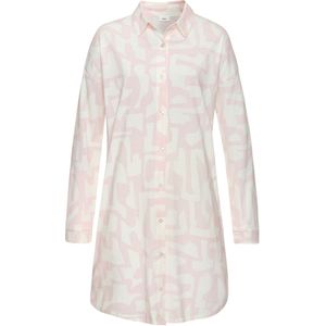 Nachthemd - Roze/Wit Gedessineerd - Met Grafische Print - Blousekraag