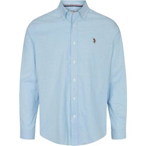 U.S. POLO ASSN. Overhemd 'Calvert'  lichtblauw / bruin / bloedrood