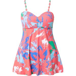 Ulla Popken Badpakjurk  blauw / lichtblauw / groen / zalm roze