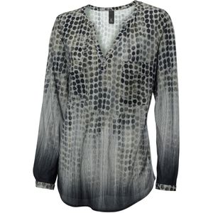 Blouse - Olijf - 100% Viscose - Gedessineerd