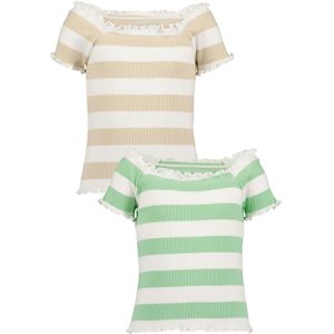 Blue Seven - Shirt - KIESEL - 2-delig - Carmenhals met Golvende Randen