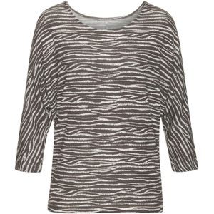 Lascana - Shirt - Taupe - 3/4 Mouwen - Met Modieus Zebra-patroon