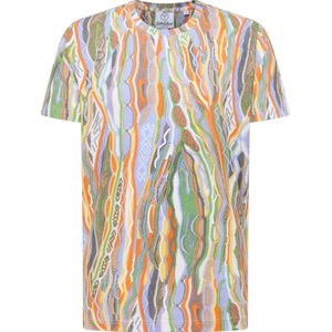 Carlo Colucci Shirt 'Fanton'  pastelblauw / pasteelgeel / lichtgroen / oranje / wit