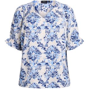 Zizzi Blouse 'Vanni'  lichtblauw / donkerblauw / wit