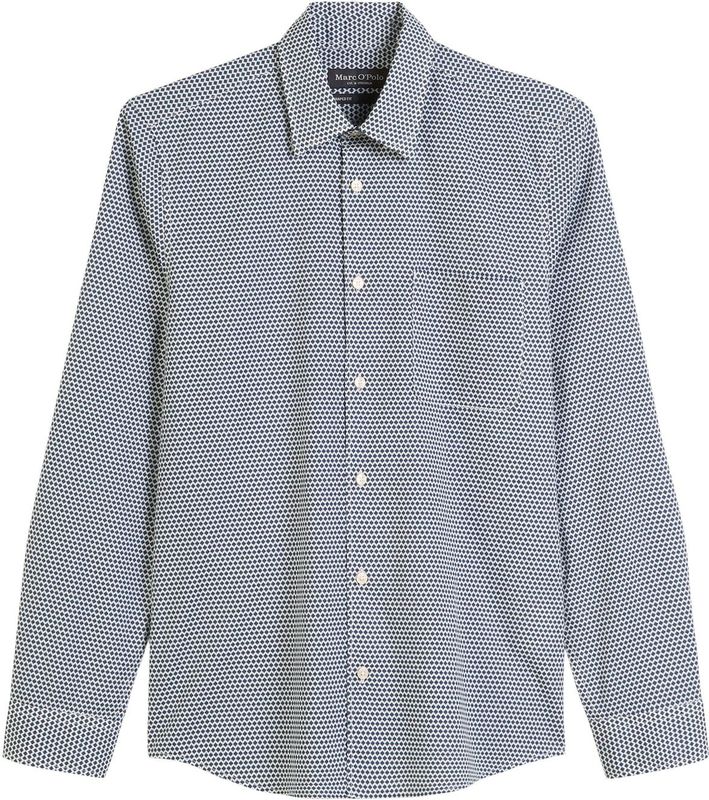 Marc O'Polo - Overhemd - Donkerblauw - Regular Fit - Lange Mouw