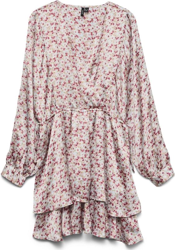 Vmfreja - Korte Jurk - Cocktailjurk - V-Hals - Lange Mouwen - Volumineuze Mouwen