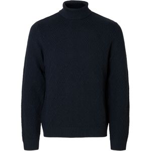 Selected Homme - SLHTREVOR LS KNIT STRUCTURE ROLL NECK - Heren Trui - Blauw - Regular Fit