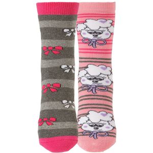 Yenita Sokken  grijs gemêleerd / pink / fuchsia / wit