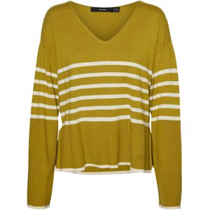 VERO MODA Trui 'HAPPINESS'  olijfgroen / wit