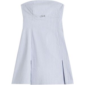 Bershka Jurk  lichtblauw / wit