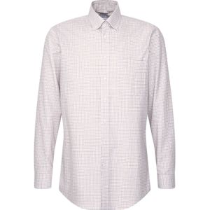 Seidensticker - Flanellen Overhemd - Zwarte Roos - Regular 1/1 Button-down Kraag Ruit