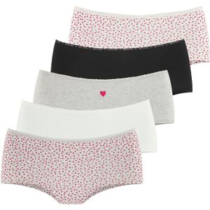 Slips - Crème/Grijs/Zwart/Rood - Katoen - Aansluitend