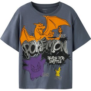 NAME IT Shirt 'NKMNirel Pokemon'  duifblauw / zilvergrijs / donkerlila / oranje