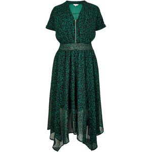 Apricot - Midi-jurk - Getailleerd Model - Opstaande Kraag - V-hals - Ritssluiting - Steekzakken