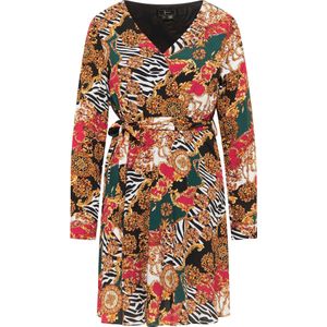 faina Jurk  goudgeel / donkergroen / rood / zwart / wit