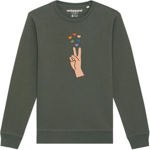 Watapparel Sweatshirt ' Spread love '  kaki / gemengde kleuren