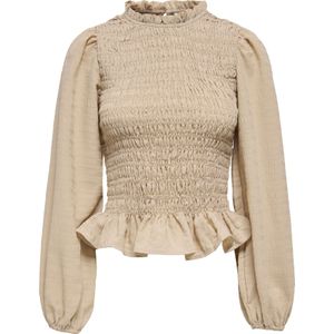 JDY - AMY - Blouse - Beige - Slanke Pasvorm - Lange Mouw